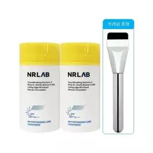 엔알랩 선크림 무기자차 NR 포토에이징 대용량 80ml 2개+밀착 브러쉬