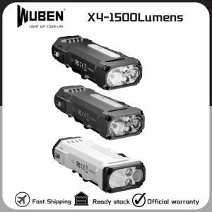 WUBEN X4 EDC 손전등 최대 1500루멘 USB-C 충전식 3400mAh 배터리 포함 컴팩트 사이즈 휴대용 키체인 라이