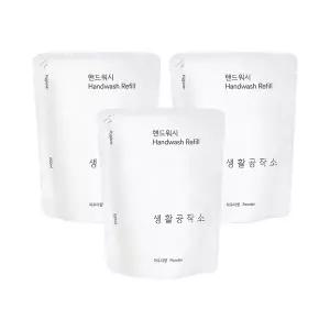 [생활공작소] 핸드워시 손세정제 리필 200ml x 3개 (파우더향/청포도향 택1)