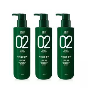 아모스 녹차실감 샴푸 지성용 500g (산뜻한타입) 1+1+1 (eTV)