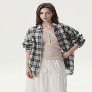 [AK수원점] [후아유] 여성 Summer Loose-fit Check Shirts WHYCG2541F