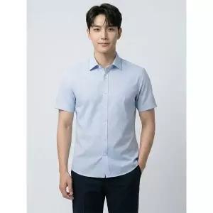 [하프클럽/BY파크랜드]블루 가로무늬 스트라이프 반팔 드레스 셔츠-A6DS2210628A