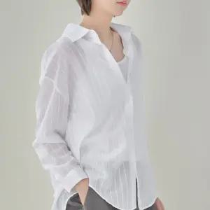 [더나무그림] 여성 시스루 스트라이프 셔츠 블라우스 나시 세트 NCP5BL009 시스루남방SET