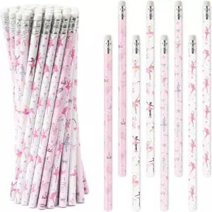 지우개가 달린 Xqumoi 60Pcs 댄스 발레 연필 발레리나 테마 2 HB 학교 교실 학생 보상 사무실 보급 파티
