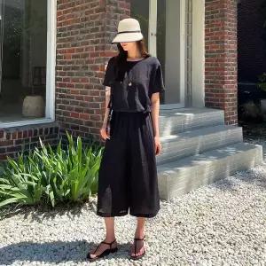 [핑크시슬리] SET/쏘쿨 린넨라이크 가오리 스트링 8부 치마바지세트
