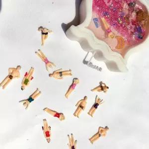 수영하는 사람 미니 피규어 10개세트 미니어처 데코 파츠 해변 바다 여름
