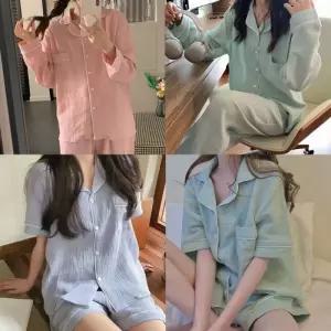 남녀공용 여름잠옷 상하세트 커플잠옷 시어서커 실내복 파자마 홈웨어 KK1023