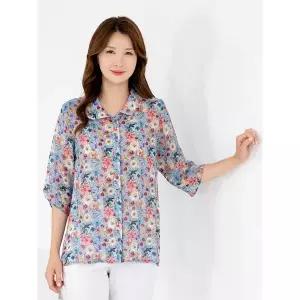 엄마옷 인견 카라 7부 오픈 블라우스 605FGH172 마담/중년여성/빅사이즈/50대/60대