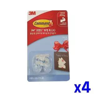 [하프클럽/]TBZ 벽면 손상 없는 투명훅 소 x4개 붙이는후크 집게고리