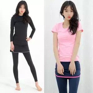 [하프클럽/]핑크네이비 치마 레깅스 요가 스포츠 운동복 래쉬가드 요가복