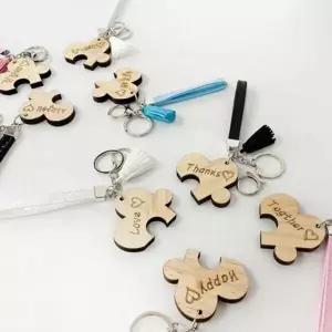 [하프클럽/]커플 퍼즐 열쇠고리 diy 가죽 우드 선물용 수제