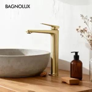 욕실 싱크 수도꼭지 데크 마운트 황동 핫 콜드 믹서 탭 블랙 브러 골드 건메탈 싱글 레버 Bagnolux