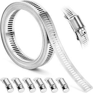 호스 클램프 304 스테인리스 스틸 스트랩 DIY 사이즈 조절 가능 나사 밴드  고정 장치 포함 웜 기어 클립