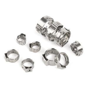 50개 단일 이어 호스 클램프 5.3-42mm 다양한 사양  스테인리스 스틸 304 파이프 세트