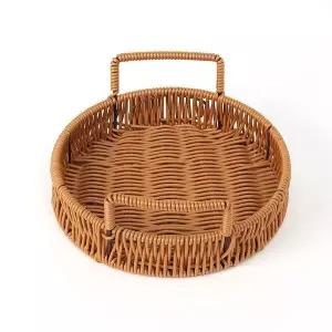 [하프클럽/]베스트 원형 라탄짜임 트레이 20cm 다과 과일바구니