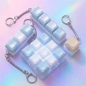 [하프클럽/]커스텀 키캡 키링 3구 테트리스 키캡 열쇠고리 불빛 가방 고리