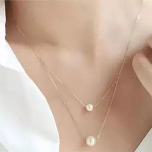 [하프클럽/]두줄 진주 목걸이 레이어드 여성 진주 목걸이 데일리 얇은 체인