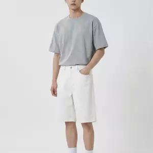 남자 면버뮤다 와이드핏 여름 데일리 흰색 반바지