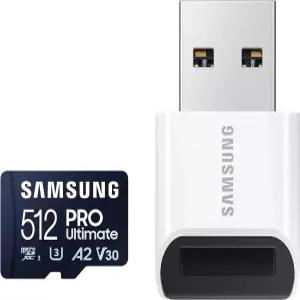 삼성 PRO 얼티밋 마이크로SD 메모리 카드+리더 512GB 마이크로SDXC 최대 200MB/s 4K UHD UHS-I 클래스 10