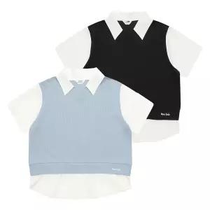 에꼴리에 4.5부 브이넥 셔츠레이어드티 25B5454-BK/BL