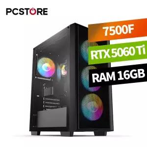 피씨스토어 AMD 게이밍 조립 PC 라이젠5 7500F RTX5060 TI (16GB, M.2 500GB) 데스크탑 컴퓨터