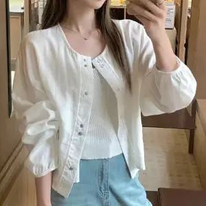 (색상 화이트)여성 노카라 긴팔 자켓 가디건 캐주얼 가디건 얇은 봄 간절기 데일리 여름긴팔 자켓