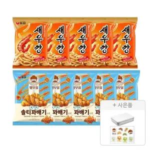 [한정수량 250개] 농심 새우깡 90g, 5개 + 빵부장 솔티꽈배기 55g,5개 + 증정 (농심빵부장 틴케이스 & 씰스티커,1개)