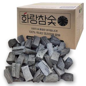 화랑 국산참숯 흑탄 M사이즈 10kg 바베큐 캠핑 숯불구이용