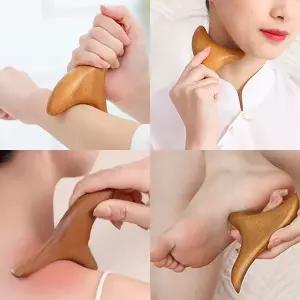 장미목 삼각 괄사 지압봉 림프 셀프 목 어깨 승모근 나무 마사지 도구