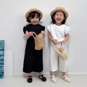 우연마켓 아동용 여름 여아용 민소매 프릴투피스 상하복 세트