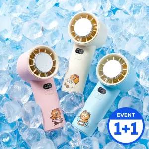 [1+1 세트] 카카오프렌즈 급속냉각 라이트 섬머 100단터보 휴대용 냉각 선풍기 무선 핸디선풍기