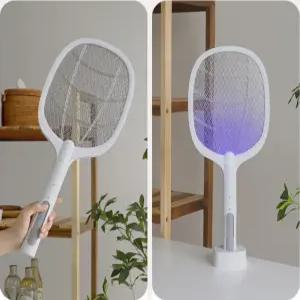 LED 트랩 전기모기채 충전식 전기파리채 2in1 해충퇴치기