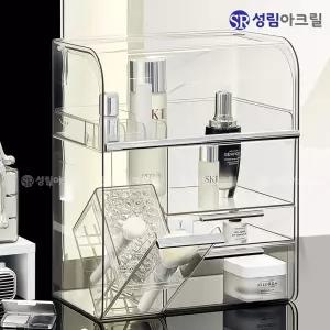 화장품정리함 대형 보관함 종류별 공간분리 뚜껑있는 올인원 투명 아크릴 수납함 CH T