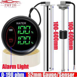 알람 디지털 듀얼 게이지 52MM 수위 + 물/하수 레벨 센서 용 하수 미터 0-190ohm 보트 자동차 12V24V 맞춤