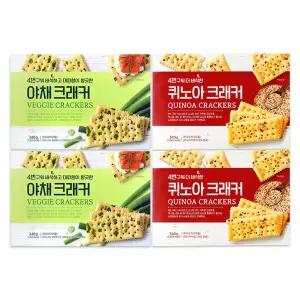 [4번구워 더 바삭한] 야채+퀴노아 크래커 340g 2개씩 (총 4개)