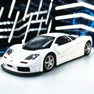 새로운 1:24 스케일 맥라렌 F1 GTR LM 슈퍼카 고품질 합금 자동차 모형 사운드 및 라이트 기능 후진 포함