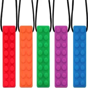 SLGOL 감각 츄 목걸이 을 위한 5팩 번들 컬러풀 ADHD 물어뜯기 필요 구강 운동 BPA 프리를 완벽한 텍스처