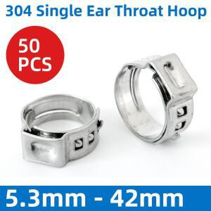 304 단일 이어 호스 클램프 스테인레스 스틸 5.3-42mm 모음 키트 종류 밀봉용 파이프 클립 50개