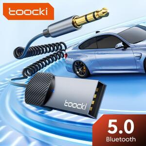 Toocki 차량용 블루투스 5.0 오디오 수신기 동글 USB 3.5mm 잭 AUX BT 송신기 핸즈프리 키트