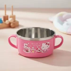 아기 스텐 이유식볼 250ml 이중구조 위생적인 어린이 식기유아볼 이유볼 볼 키티볼