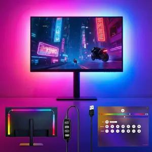 27인치 PC 모니터용 스마트 RGB 게이밍 라이트 스트립 실시간 화면 동기화 및 음악 오디오 번거로움 없는