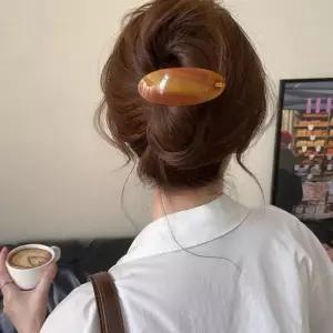 [셀러에이드]여성 머리핀 헤어핀 악세서리 마블 와이드 타원 자동핀