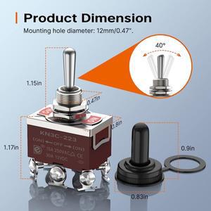 DaierTek 5PCS 순간 토글 스위치 12V DC 3 DPDT (ON)-Off-(ON) 자동차 보트 용 커버가있는 6 핀