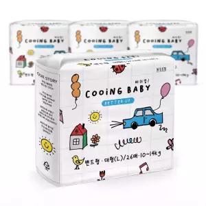쿠잉 베러업 밴드형 아기기저귀 대형 26매 x4팩