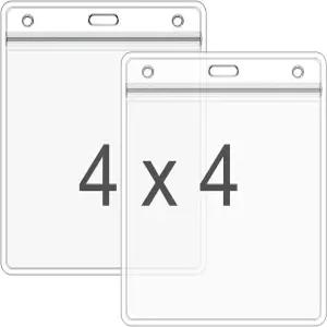 PLAMAS 10 PCS 방수 CDC 백신 카드 홀더 삽입물에 4x4 장착 사각 ID 지퍼가 달린 밀봉 가능한 배지 투명