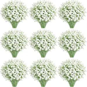 DIYDOFUN 120 PCS 베이비 브레스 인공 꽃 - DIY 웨딩 아치를 위한 리얼 터치 가짜 석고필라 꽃꽂이 꽃다발