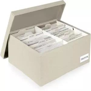 히메이크 장식 사진 보관함 - 칸막이가 있는 린넨 정리함 최대 1700장의 보관할 수 4x6인치 크기 뚜껑이