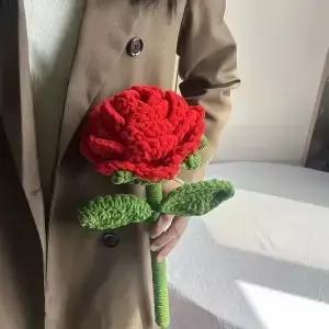 수제 대형 해바라기와 카네이션 꽃다발 사실적인 붉은 장미 발렌타인데이 결혼식 어머니의 날 장식