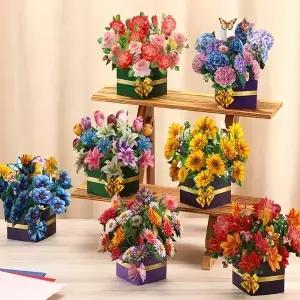 어머니의 날 3D 꽃 팝업 카드 엄마를 위한 꽃다발 인사말 장식 용품을 DIY 공예 선물