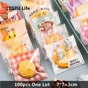 LBSISI Life 7x7+3cm 캔디 쿠키 가방 달콤한 누가용 결혼식 자체 접착 보석 선물 폴리 소형 플라스틱 비누